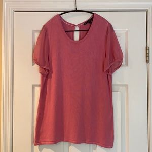 WHBM Rose Pink Sweater with Chiffon Short Sleeves